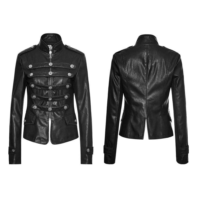 PUNK RAVE Punk Rock Cool Women Biker Leather Jacket Coat Black Long Sleeve Streetwear personality  slim fit Short Jacket