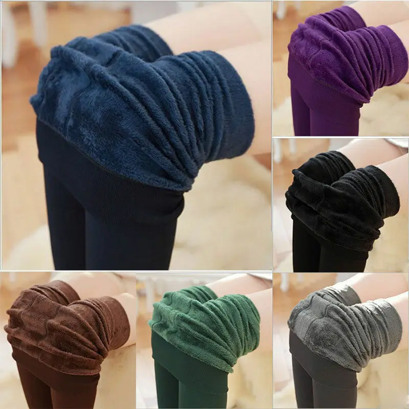 

2019 New Women Tights Solid Winter Thick Warm Fleece Lined Pantys High Waist Female Thermal Stretchy Slim Skinny Tights