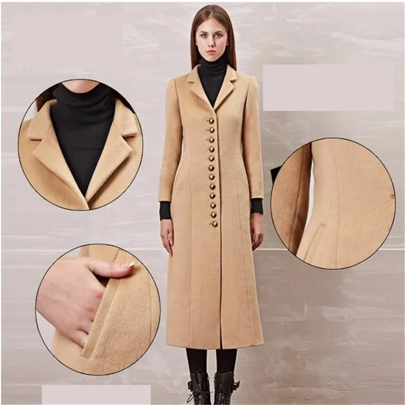Модное шерстяное пальто, Женское зимнее длинное пальто, высокое качество, новинка, Европейский стиль, темперамент, Женские базовые пальто, гарантия качества, K2264