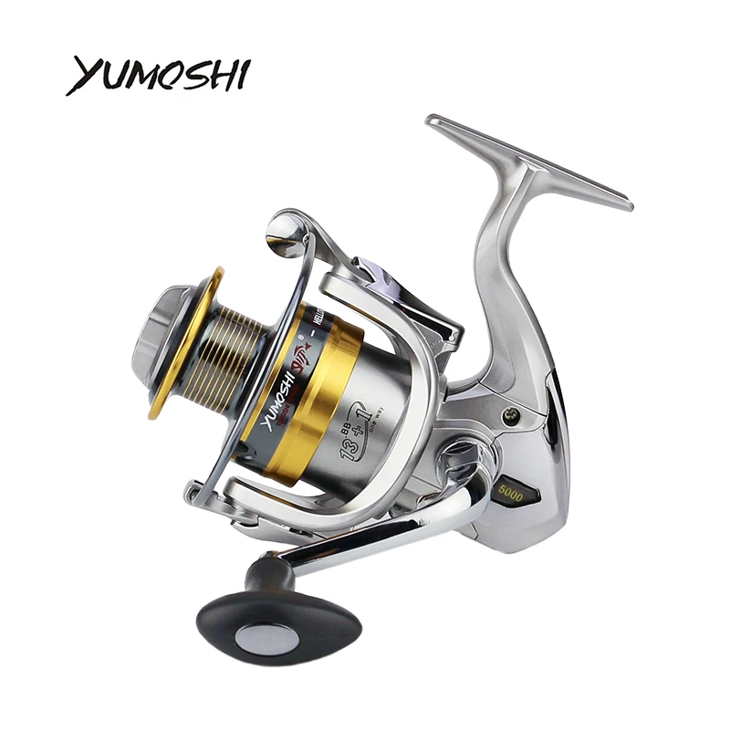 YUMOSHI الصيد بكرة 13 + 1BB XS1000-7000 5.5: 1 المعدني الكامل لفائف إغراء البحر 14BB غابليس المحيط يطير روك الصيد الغزل عجلة 4.7: 1