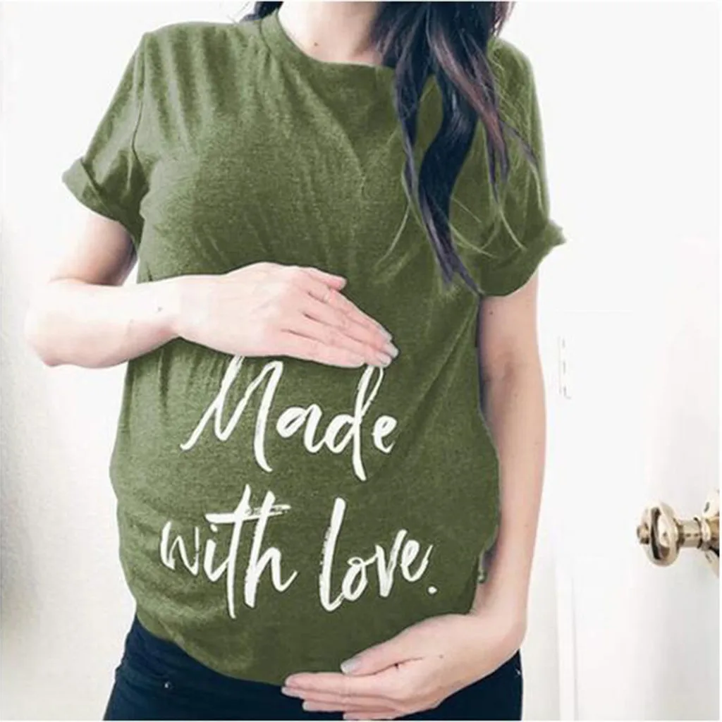 pregnancy tshirt Women Short Sleeve Pregnant Maternity Nursing Letter Print T-Shirt Tops ropa maternal6.33gg