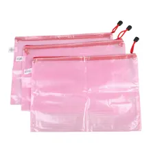 1" x 9,4" на молнии A4 Бумага файлы Memo мешок документа прозрачный розовый 3 шт