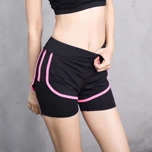 Женский для фитнеса йога шорты с высокой талией 2 в 1 для спорта для фитнеса для йоги шорты быстросохнущие спортивные беговые шорты с эластичной талией