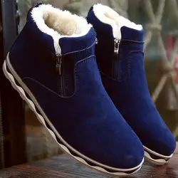Зимние ботинки на молнии, Дизайнерские ботильоны из флока, Короткие Плюшевые ботинки с круглым носком, Нескользящие непромокаемые ботинки
