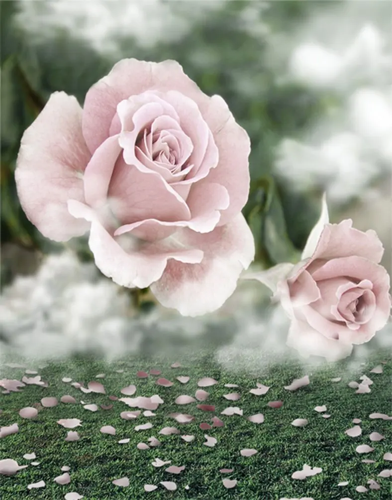 

5x7ft Lawn Pink Flowers Photography Backdrops Photo Props Studio Background