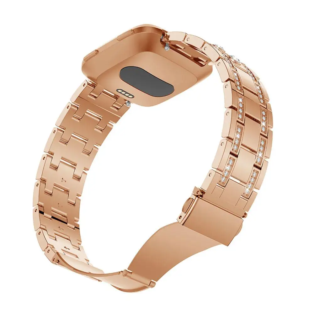 

Replacement Strap Suitable For Fitbit Versa Lite H-type Diamond-studded Steel Straps Solid Chain Straps Alloy Watch Straps