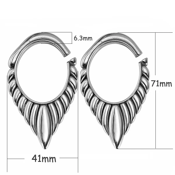 2 шт., тоннель для ушей из нержавеющей стали, двойной, расклешенный, тоннель для ушей, расширитель для ушей, растяжки, вес, ювелирные изделия для тела, пирсинг, серьги - Окраска металла: C style