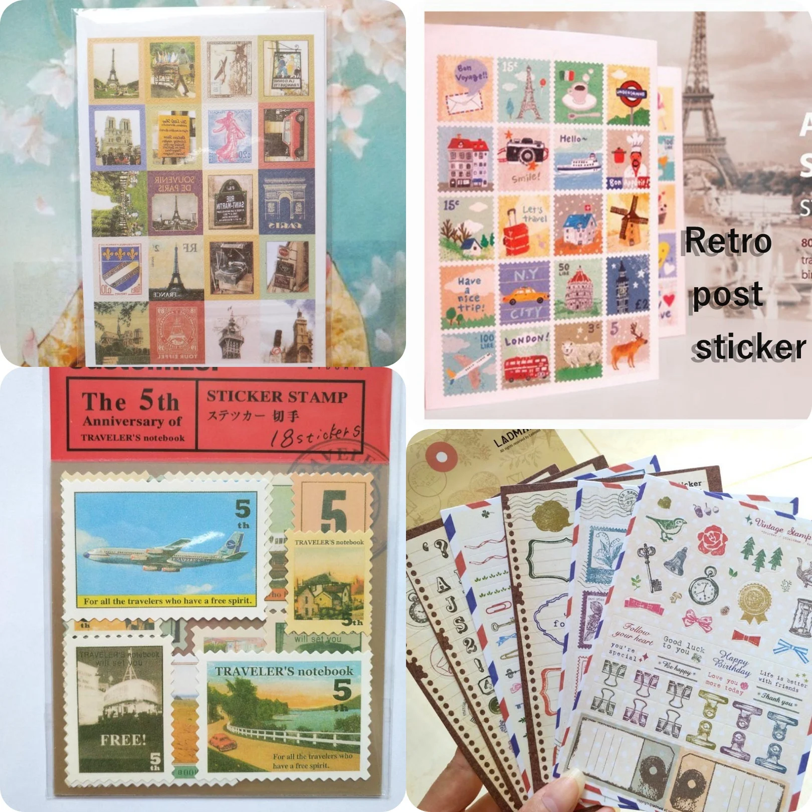 

Sticker Collection Cute Colorful Animal Black And White Retro Post Cute Girl School Supplies Laser Series Waterproof Stickers