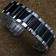 18 мм 20 мм 21 мм 22 мм серебристый и черный Высокое качество 304L браслет из нержавеющей стали с твердой связью и роскошный ремешок для мужчин часов