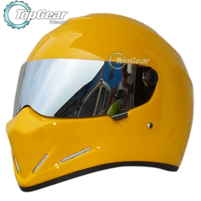 Topgear-The-STIG Helmet-TG-Fans's Collectable-CRG-as-SIMPSOM-Pig-Yellow-Helmet-with-Silver-Visor
