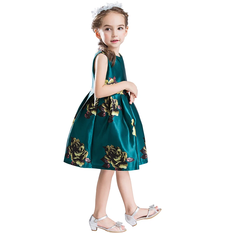 B&N Printed Floral Girls Dresses Summer Children's Dress Sleeveless Infantil Baby Party Dress For Girl Prom Dresses Girls 8