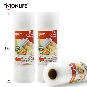 

TINTON LIFE 15CMx500CM/Rolls Vacuum Sealer Food Storage Bags Saran Wrap