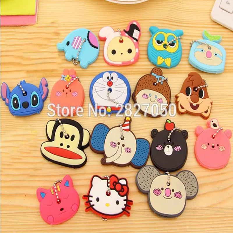 

Cute Animals Silicon Key Caps Covers Keys Keychain Case Shell Toy Finger Action Accessories For Girls