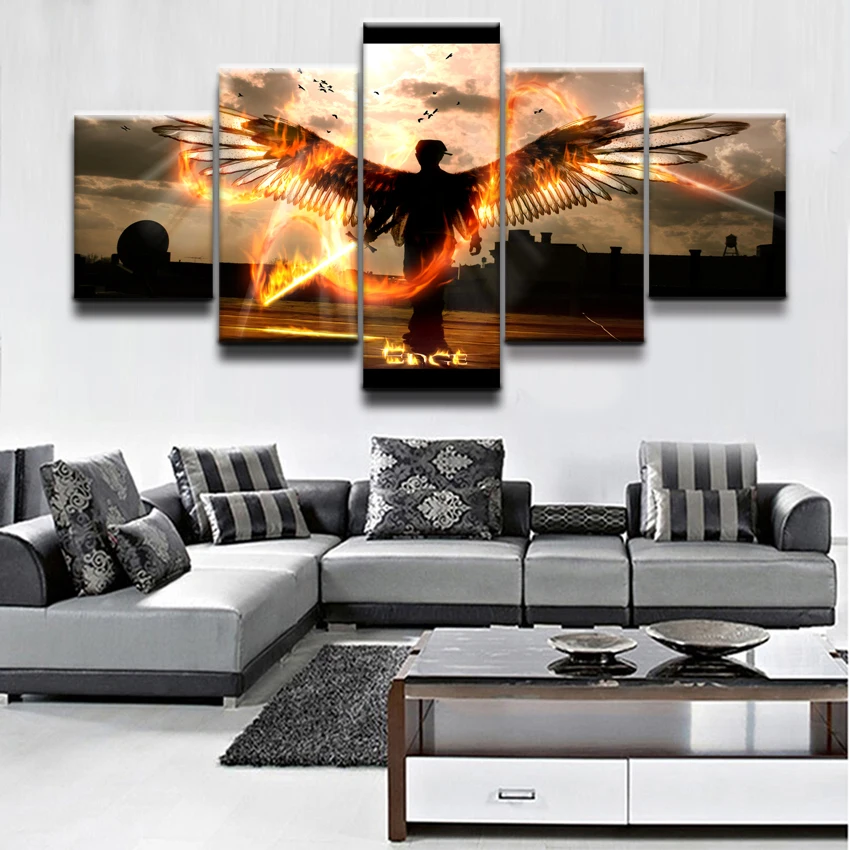

5 Pieces Animation Angel Poster Canvas Painting Modular Pictures Home Decorative For Modern Living Room Wall Art Printed Artwork