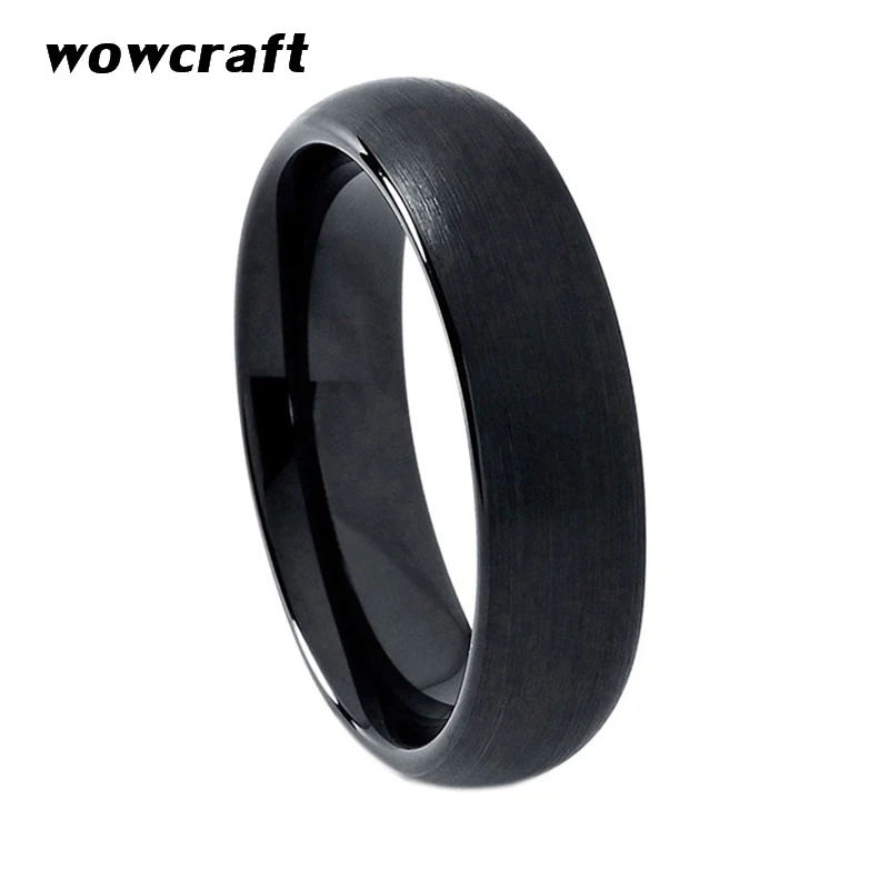 

6mm Women Black Tungsten Carbide Ring Domed Matte Finish Couple Wedding Band Ring