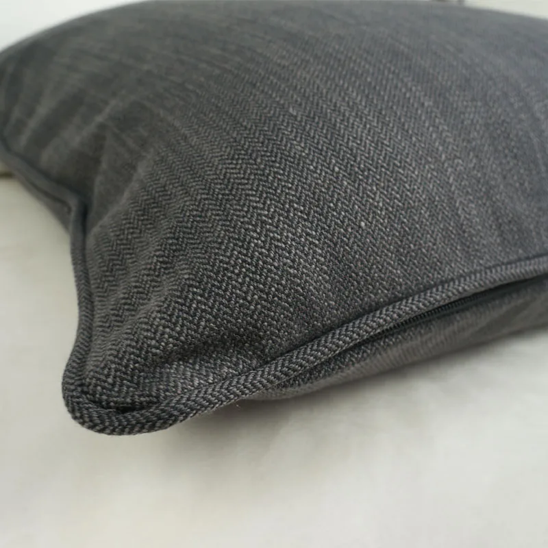 Простой стиль, 75% хлопок, серый чехол для подушки, дизайн окантовки, чехол для дивана, стула, утолщенный, без набивки, домашний декор - Цвет: Dark Grey