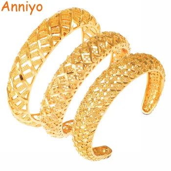 

Anniyo African Cuff Bracelets Hollow Pattern Gold Color Dubai Arab Bangles Best Ethnic Jewelry Women Mama Mother Gift #160006