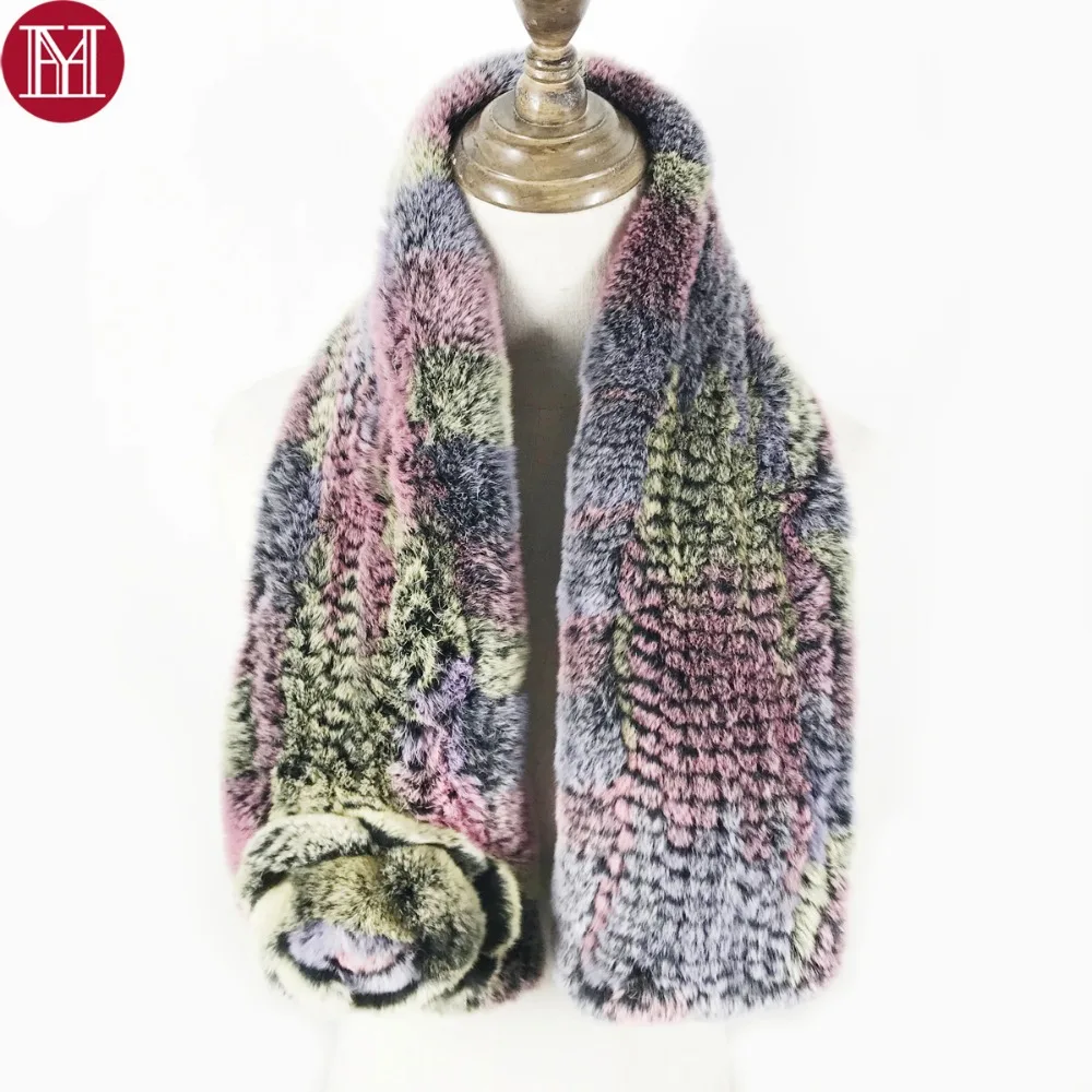 

2019 Women Real Rex Rabbit Fur Scarf 100% Rex Rabbit Fur Worm And Soft Neckerchief Fashion Rabbit Fur Scarves Wholesale Retail