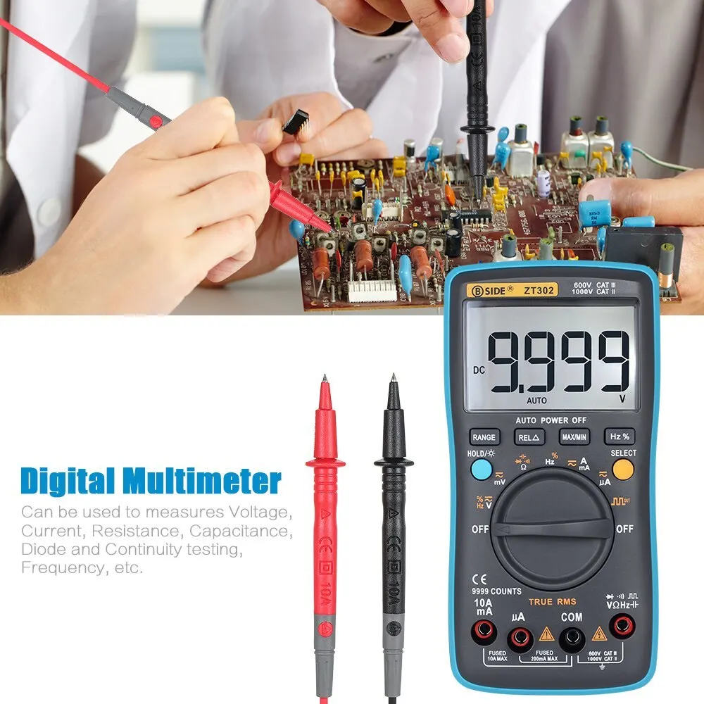 

BSIDE Digital Multimeter Voltmeter Ammeter Ohm Capacitance Tester Diagnostic Machine 9999 Counts Auto Manual Range Multimeters