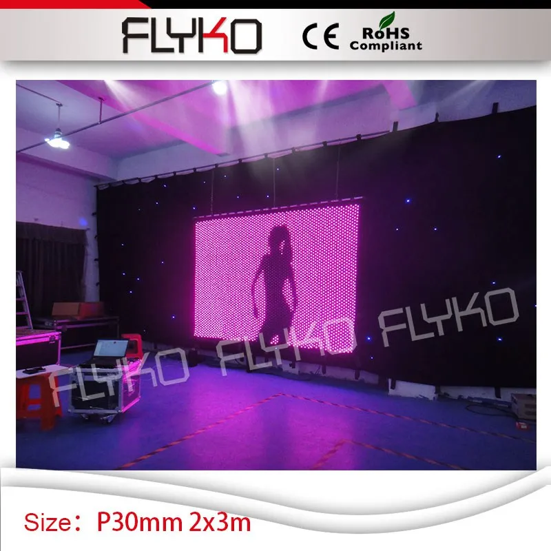 P30mm led video curtain 7*10ft(2*3m) indoor flexible led soft dj club