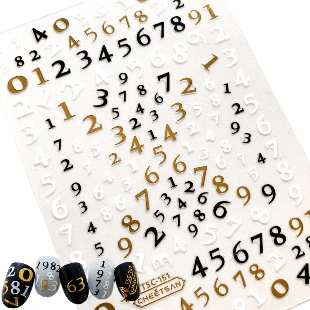 

Newest TSC-151 Arabic numerals 3d nail art sticker decal stamping template Japan type DIY nail decoration tools DIY nail wraps