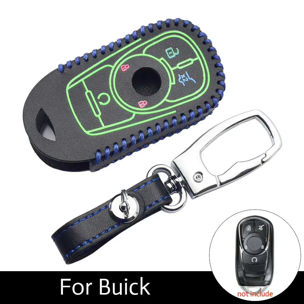 

ATOBABI Leather Car Key Case Keychain For Buick Enclave Envision LaCrosse Opel Astra 4 Buttons Smart Keyless Remote Fob Cover
