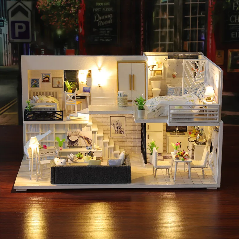 Креативный подарок 3D Деревянный DIY миниатюрный дом светодиодный дом DIY мини кукольный домик игрушки ручной работы кукольный дом подарок на день рождения