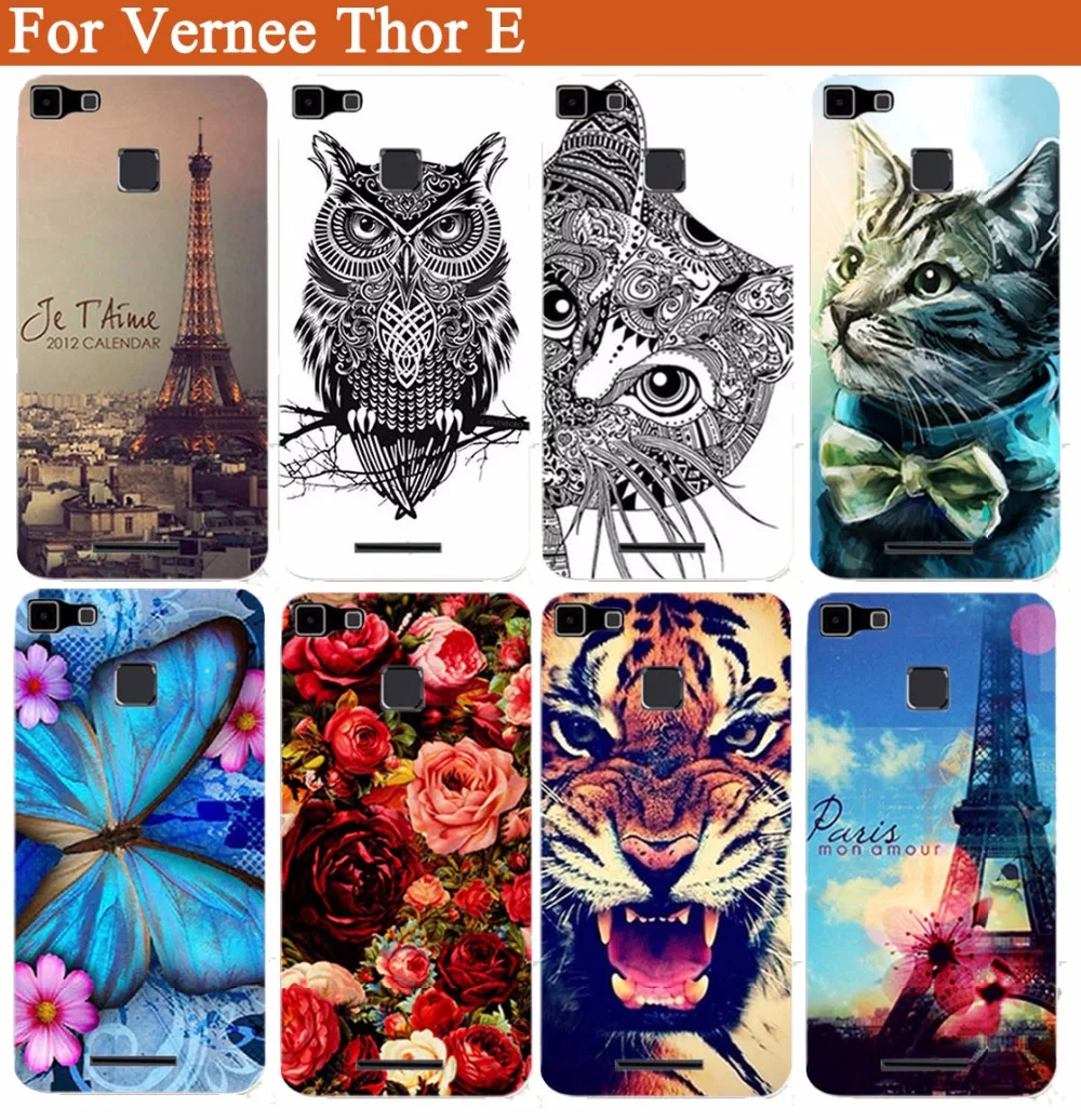 

Vernee Thor E Case Cover Luxury Tiger Owl Rose Eiffel Towers Pattern Painted Protective Hard Back Cover For Vernee Thor E Cases