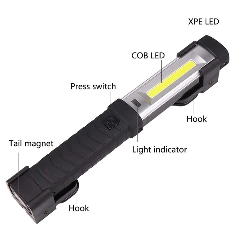 2 Размер светодио дный USB Перезаряжаемый светодиодный рабочий свет Магнитный COB Lanterna брелок-фонарик факел
