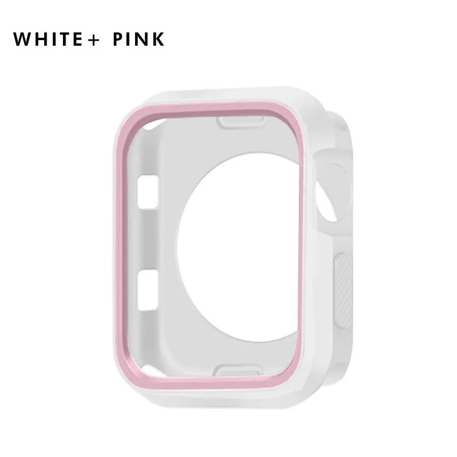 Силиконовый чехол для часов Apple Watch Series 4/3/2/1 полный протектор Водонепроницаемый анти-детонационный бампер для наручных часов iWatch, 40 мм 44 мм, 38 мм, 42 мм - Цвет: White Pink