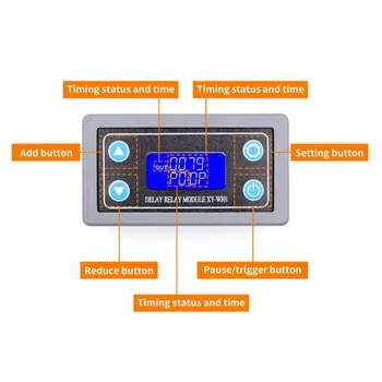 

DC12V LED Digital Time Delay Relay Module Programmable Timer Relay Control Switch Timing Trigger Cycle with Case