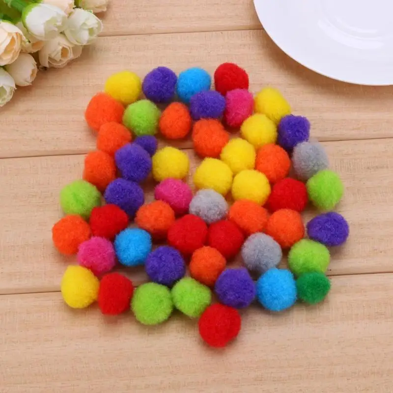 100pcs 15mm Dia Soft Round Pom Poms Pompoms Balls Bobbles DIY Craft Card Decor