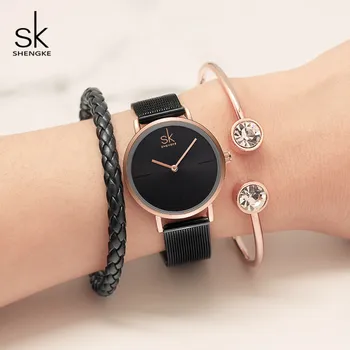 

Shengke Watches Women Top Brand Luxury Steel Quartz Watches Set Ladies Bracelet Clock Relogio Feminino 2019 Watch with Bracelets