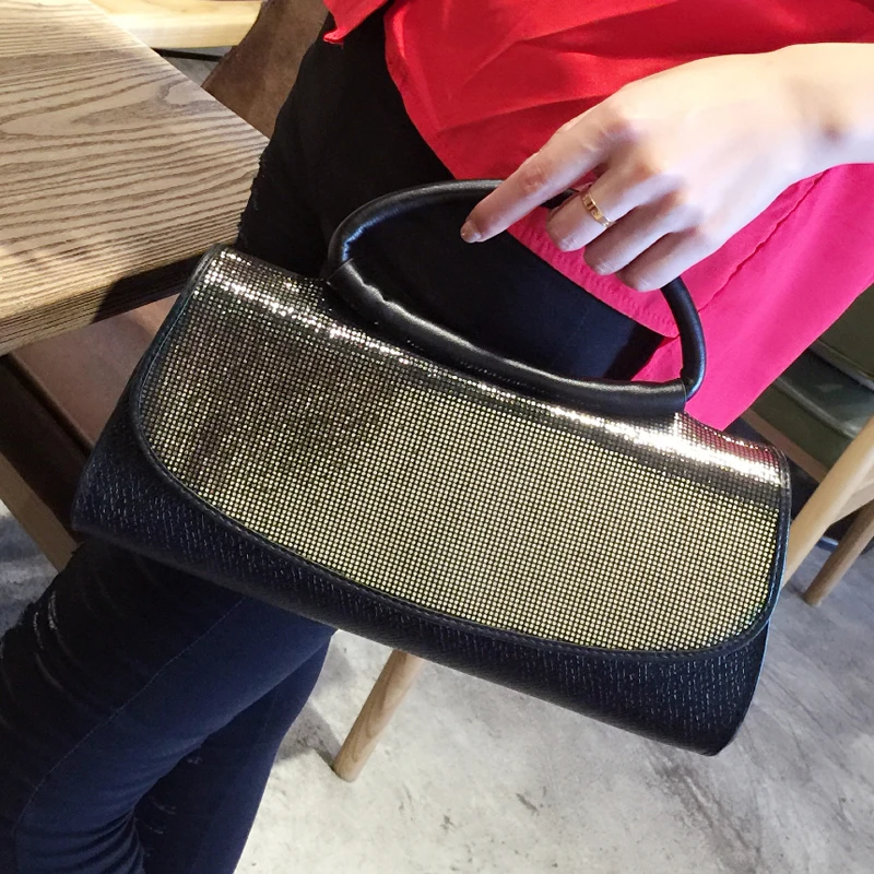 

gold evening bags with handle for party wedding mini genuine leather clutch bag lady elegant small one shoulder chain bag
