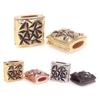 

Gold Black Silver Color Flower of life Square Bead Fit For DIY Mens Bracelet Jewelry Findings Charm Stainless Steel Spacer Beads
