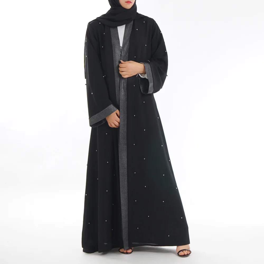 Дубай Абая для женщин Нида с жемчугом спереди кимоно летний кардиган кафтан арабский ислам Турция хиджаб платье ислам ic одежда