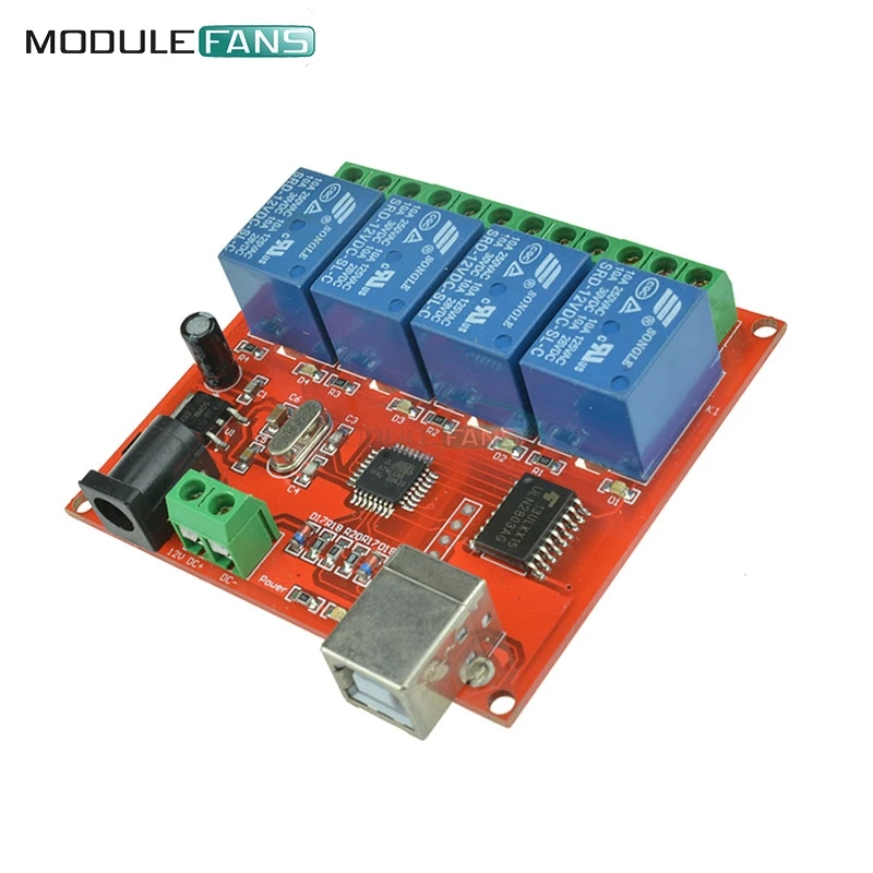 5V 12V 24V 4 Channel USB Relay Control Switch Programmable Computer Control For Smart Home PC Intelligent Controller(5V
