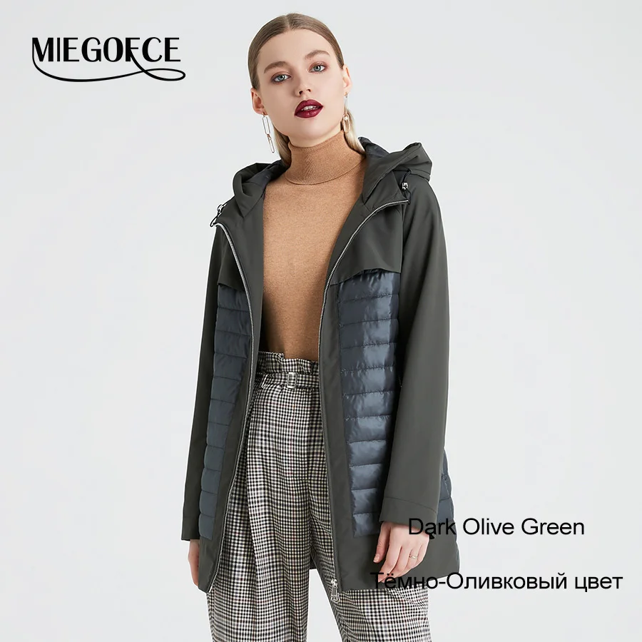 MIEGOFCE New Fashion Collection Spring Autumn Women's Short Jacket With A Hood Windproof Insulated European Style Coat - Цвет: 721 Dark Olive Green