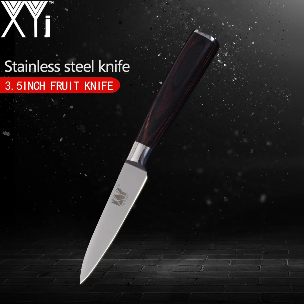 XYj один кухонный нож Pakka Деревянная Ручка 7Cr17 нож из нержавеющей стали острые кухонные инструменты для фруктов овощное мясо рыбы нож