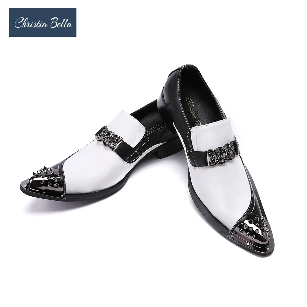 Christia Bella Men 's Flats 남성과 여성을위한 패션 브랜드 디자이너 복장 신발 흑백 체인 캐주얼 신발