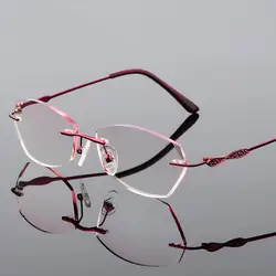 Женские Diamond Отделка роскошные очки для чтения со стразами без оправы очки для дальнозоркости сплава читателей дальнозоркостью глаз очки