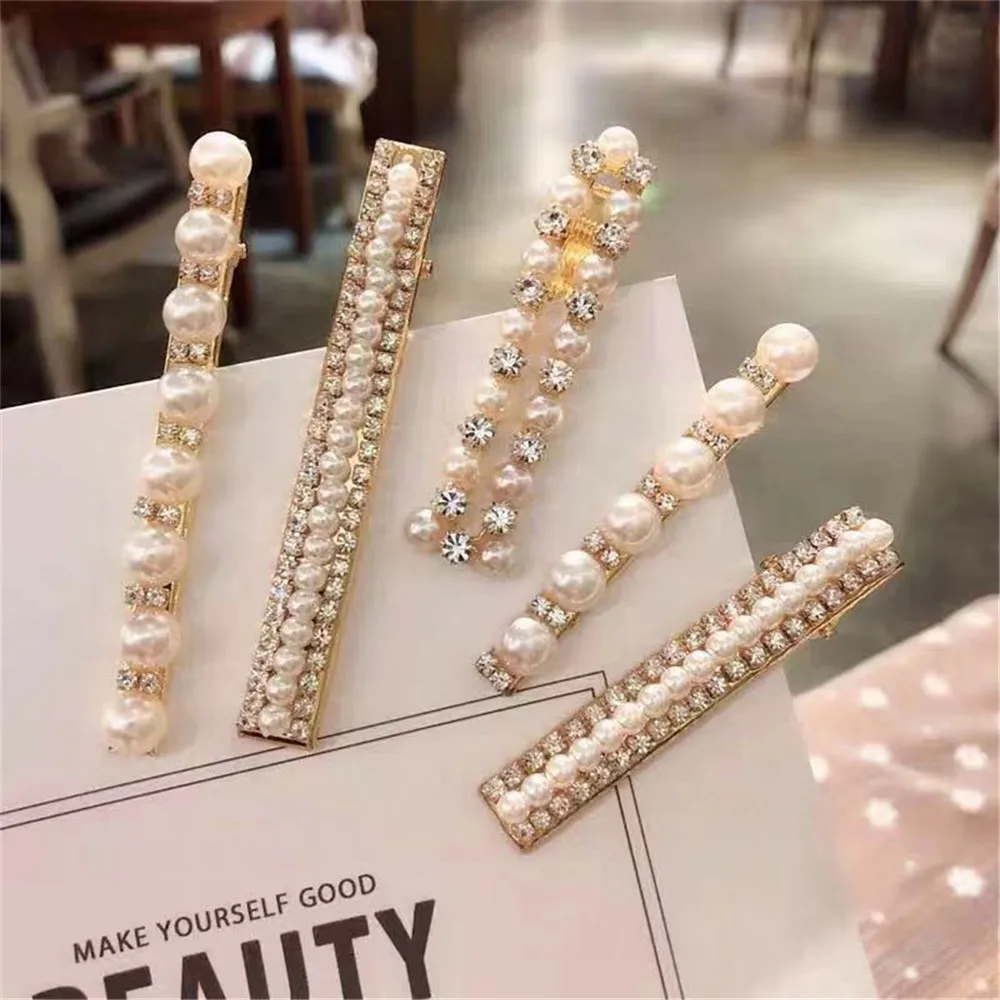 

1PC Sweet Rhinestone Metal Pearl Crystal Hairpins for Women Barrettes Hairgrip Headwear Lady Hair Clips Accessories Styling Tool