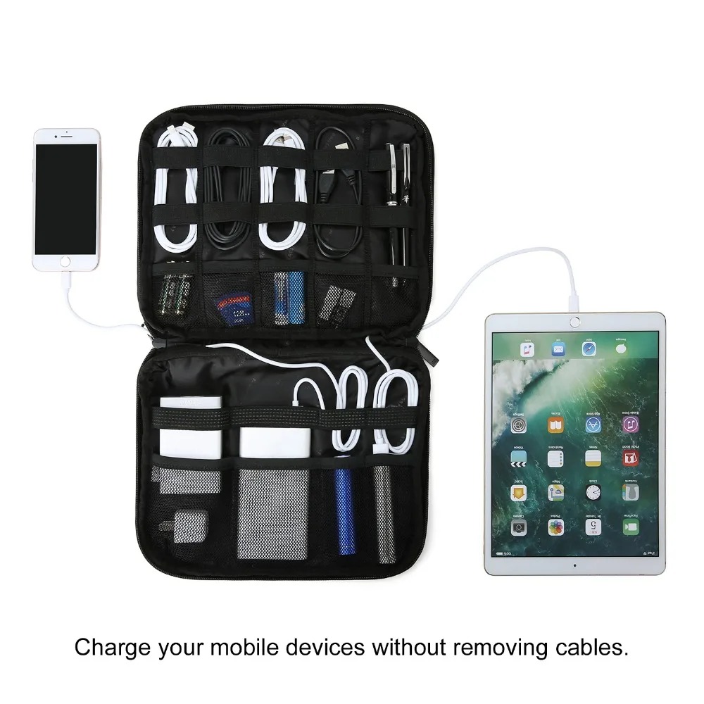 BAGSMART Double Layer Travel Electronics Cases Cable Organizer Travel Electronic Accessories Bags Charger Wire Organizer Bags