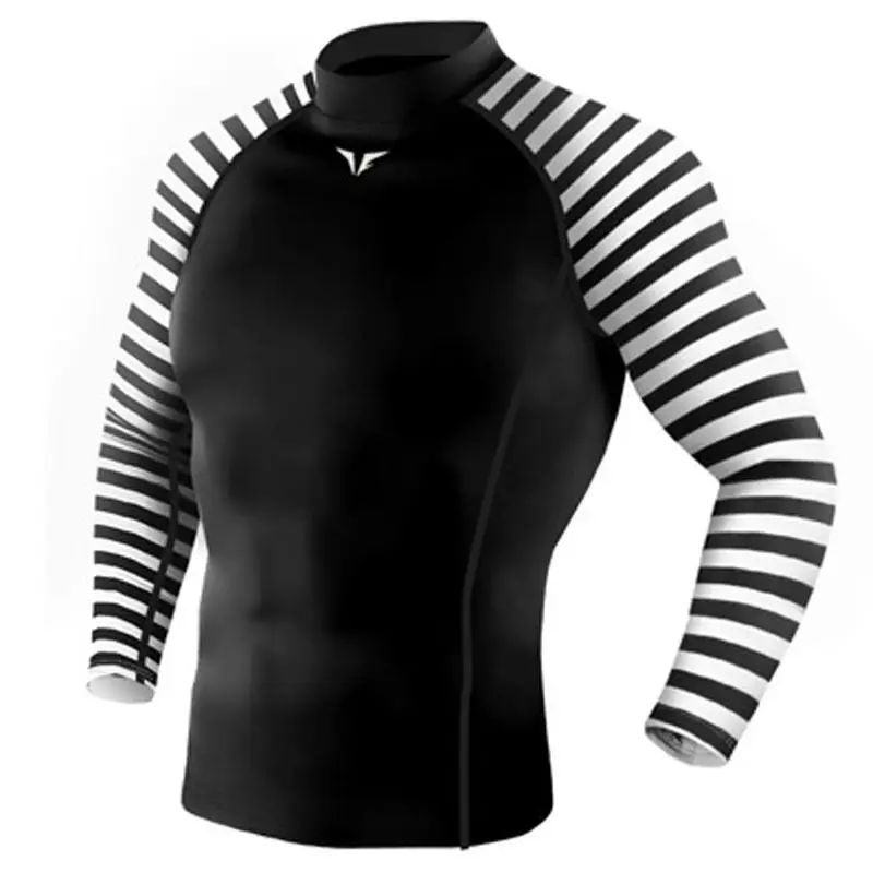Новейшая версия TakeFive мужские облегающие компрессионные базовые слои Всего длинные футболки для бега - Цвет: 210 Black