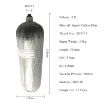 дешево! AC2090 Пневматическая винтовка 4500psi 9L DOT Carbon SCUBA Танк PCP Airsoft SCBA Цилиндр для Лучший!