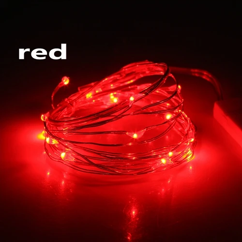 20pcs/lot 2M 3M Holiday fairy Light garland Powered by CR2032 battery Led string light decorative for christmas wedding indoor - Испускаемый цвет: Red