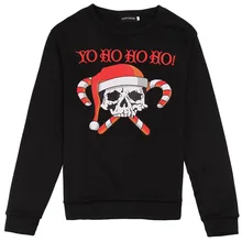 Adult Men Women Couples Santa Joker Costume Ladies Black Sweater Skull Pattern X-mas Funny Character Pullover Sweat For Young