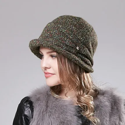 

Winter Hat mature high-end elegant warm wool knitted hat cap ear cap ski cap