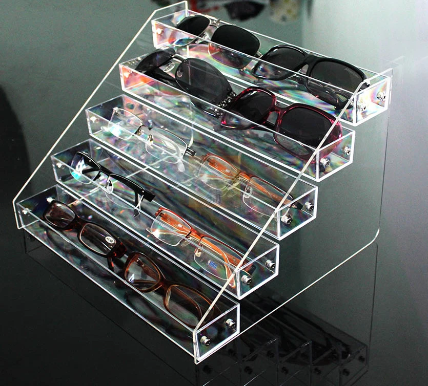 5 Tier Clear Acrylic Sunglasses Retail Display Rack Nail Polish Bottle Stand Organizer household cosmetics store storage desktop organizer nail polish glue shelf display rack multi layer nail polish display rack