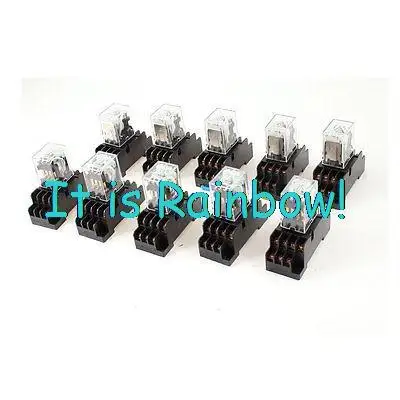

Free Shipping HH54PL DC12V Coil 4PDT Green Lamp Light Electromagnetic Power Relay w Base 10Pcs